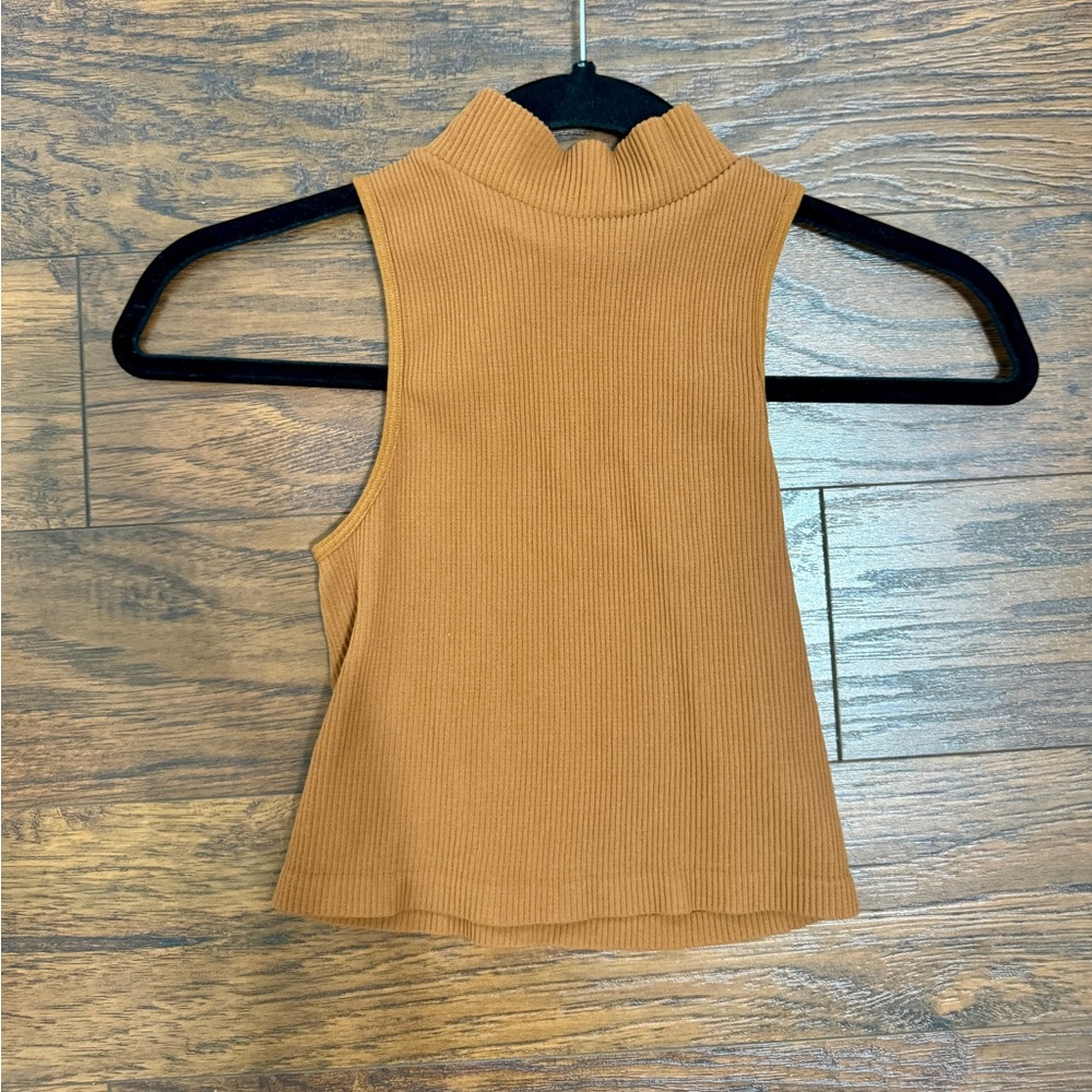 Tan Corduroy Short Overalls And Rust Mock Tank - image 4